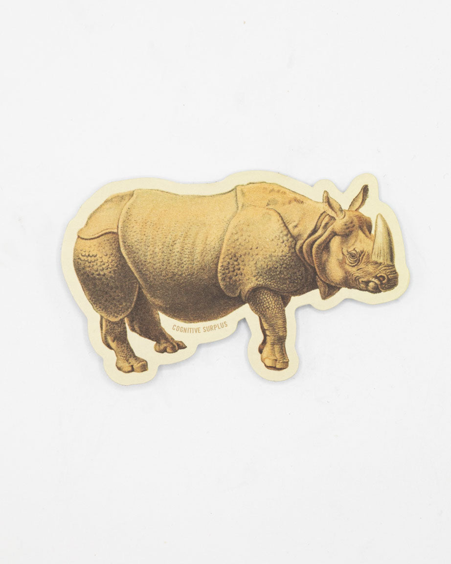 A Rhinoceros sticker with a Cognitive Surplus rhino on it.
