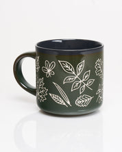 Pressed Leaves Hand Carved 15 oz Ceramic Mug