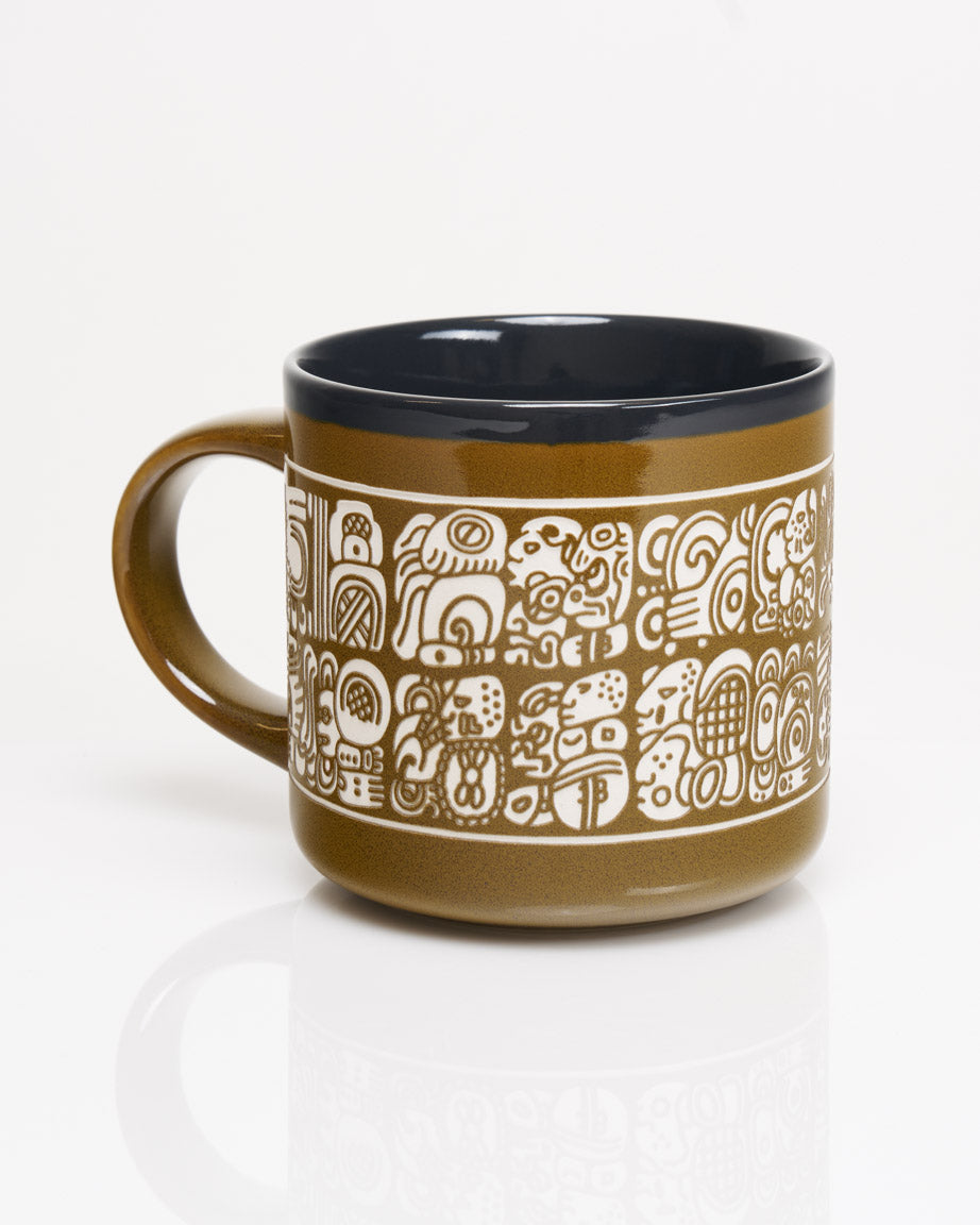 Maya Script Hand Carved 15 oz Ceramic Mug