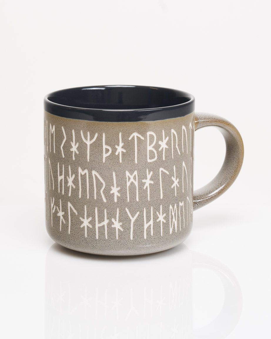 Norse Runes Hand Carved 15 oz Ceramic Mug