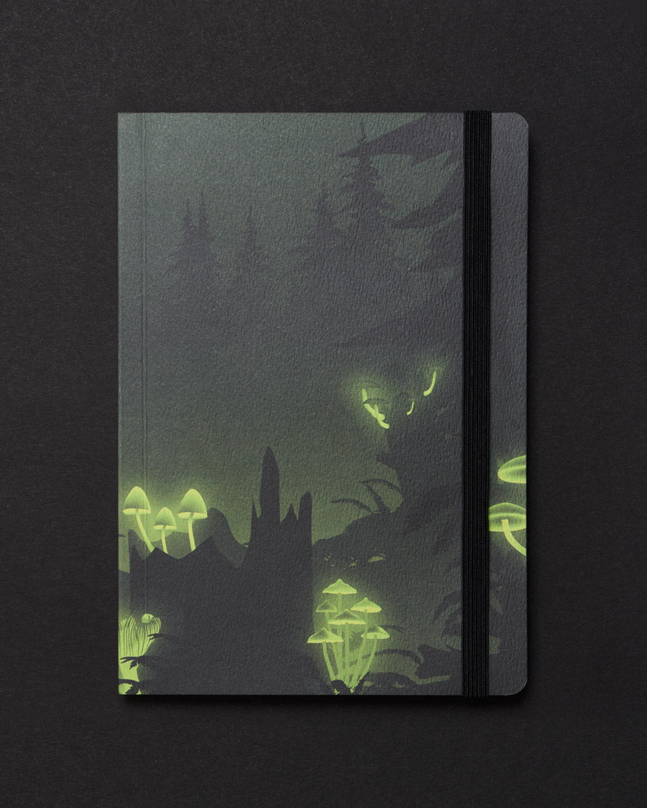 Bioluminescent Mushrooms Dark Analysis A5 Softcover Notebook