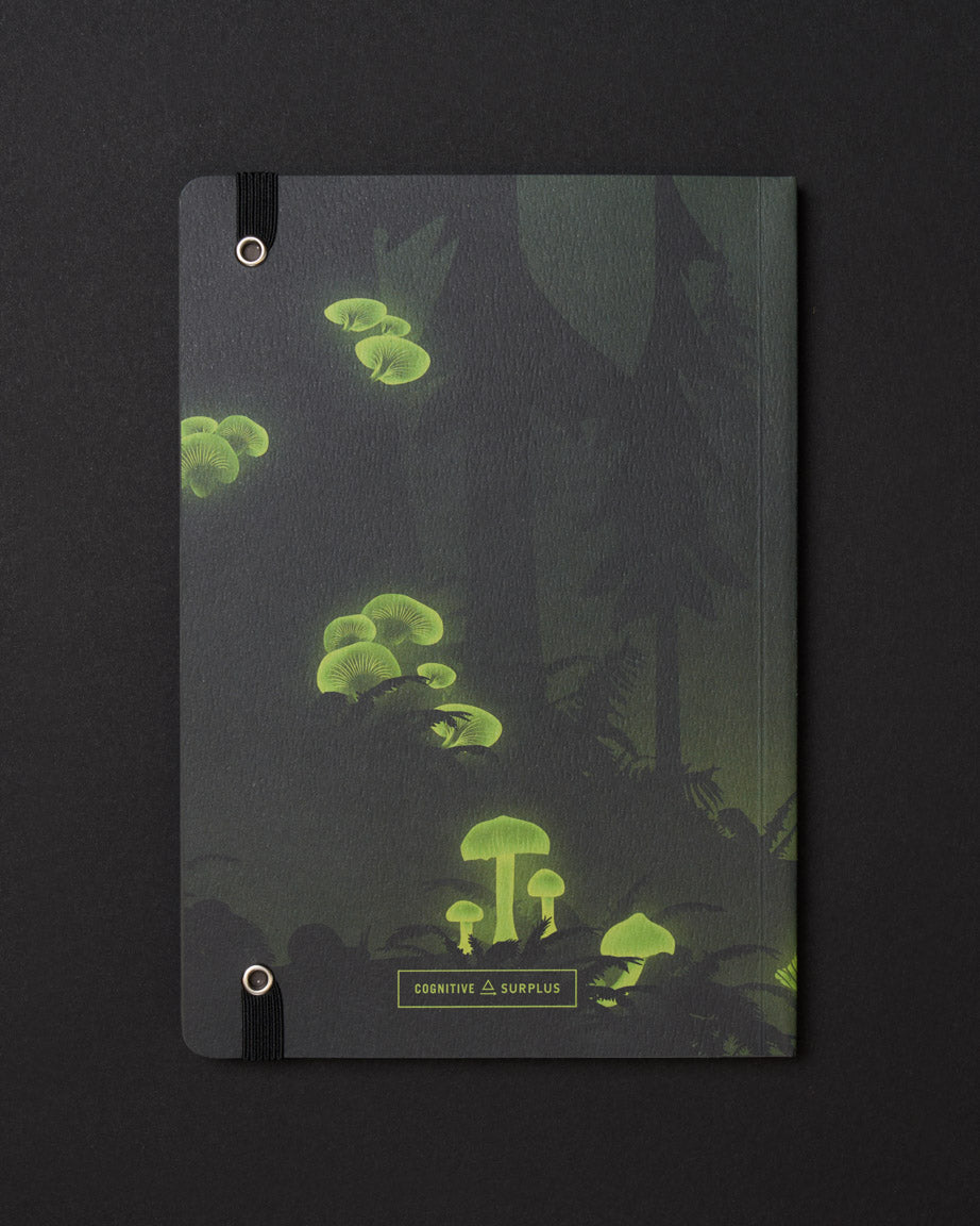 Bioluminescent Mushrooms Dark Analysis A5 Softcover Notebook