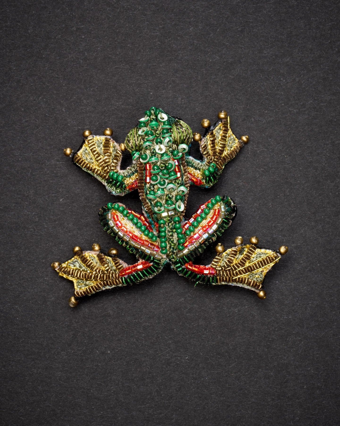 Green Flying Frog Brooch Pin - Trovelore