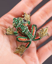 Green Flying Frog Brooch Pin - Trovelore