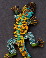 Caiman Lizard Beaded Brooch Pin