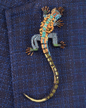 Caiman Lizard Beaded Brooch Pin