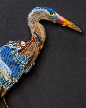 Great Blue Heron Beaded Brooch Pin