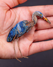 Great Blue Heron Beaded Brooch Pin