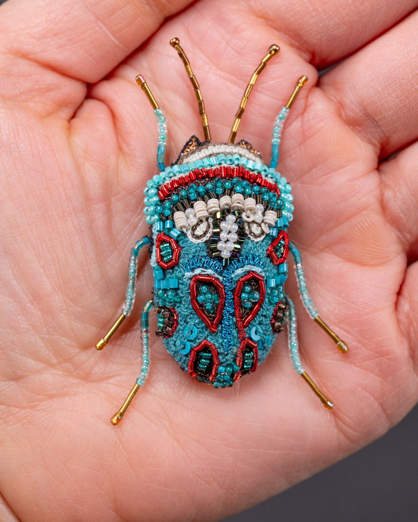 Picasso Bug Beaded Brooch Pin - Trovelore