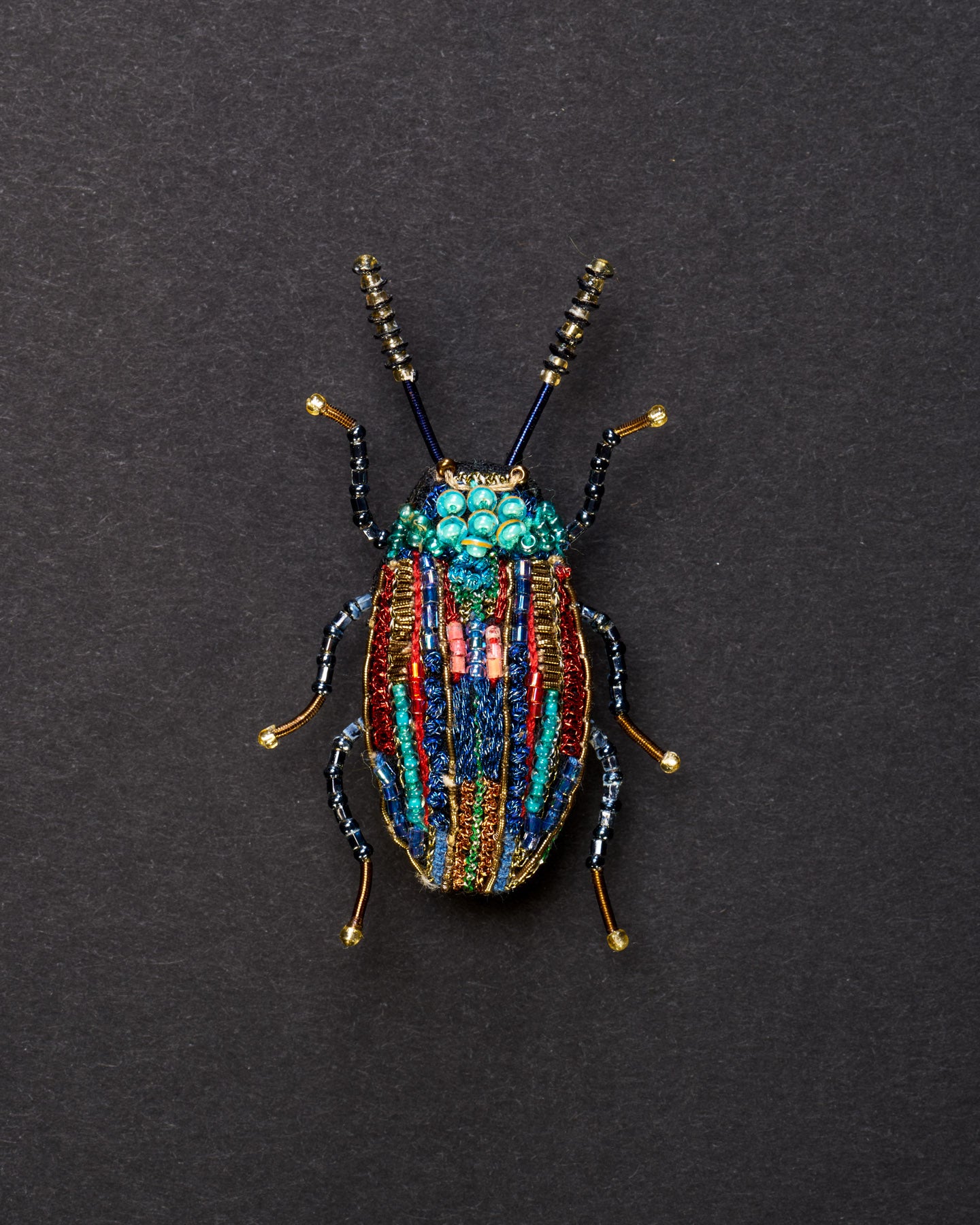 Rainbow Leaf Beetle Beaded Brooch Pin