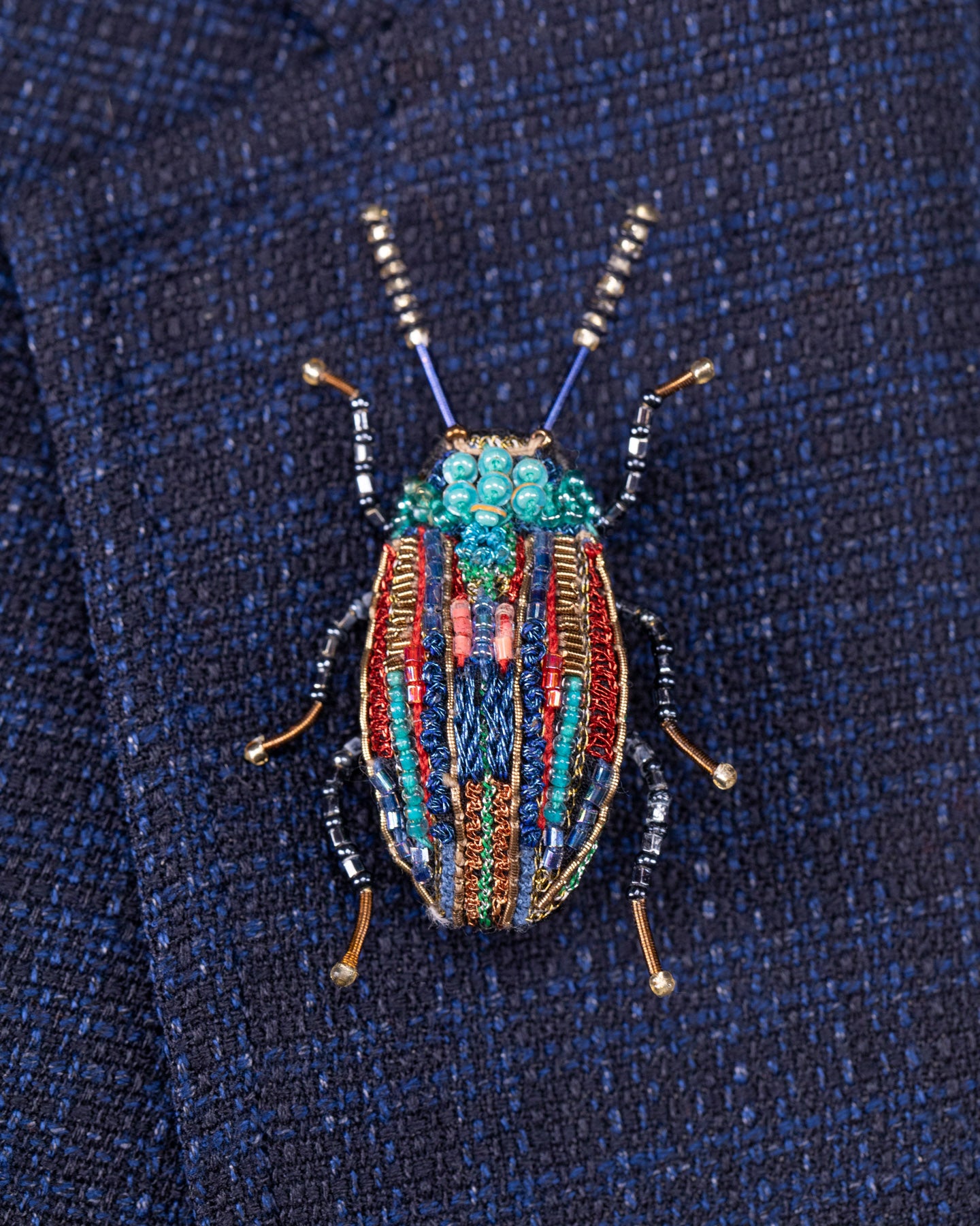 Rainbow Leaf Beetle Beaded Brooch Pin