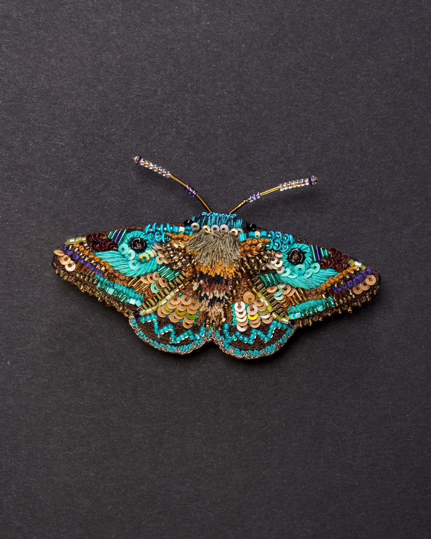 Lanipes Moth Beaded Brooch Pin