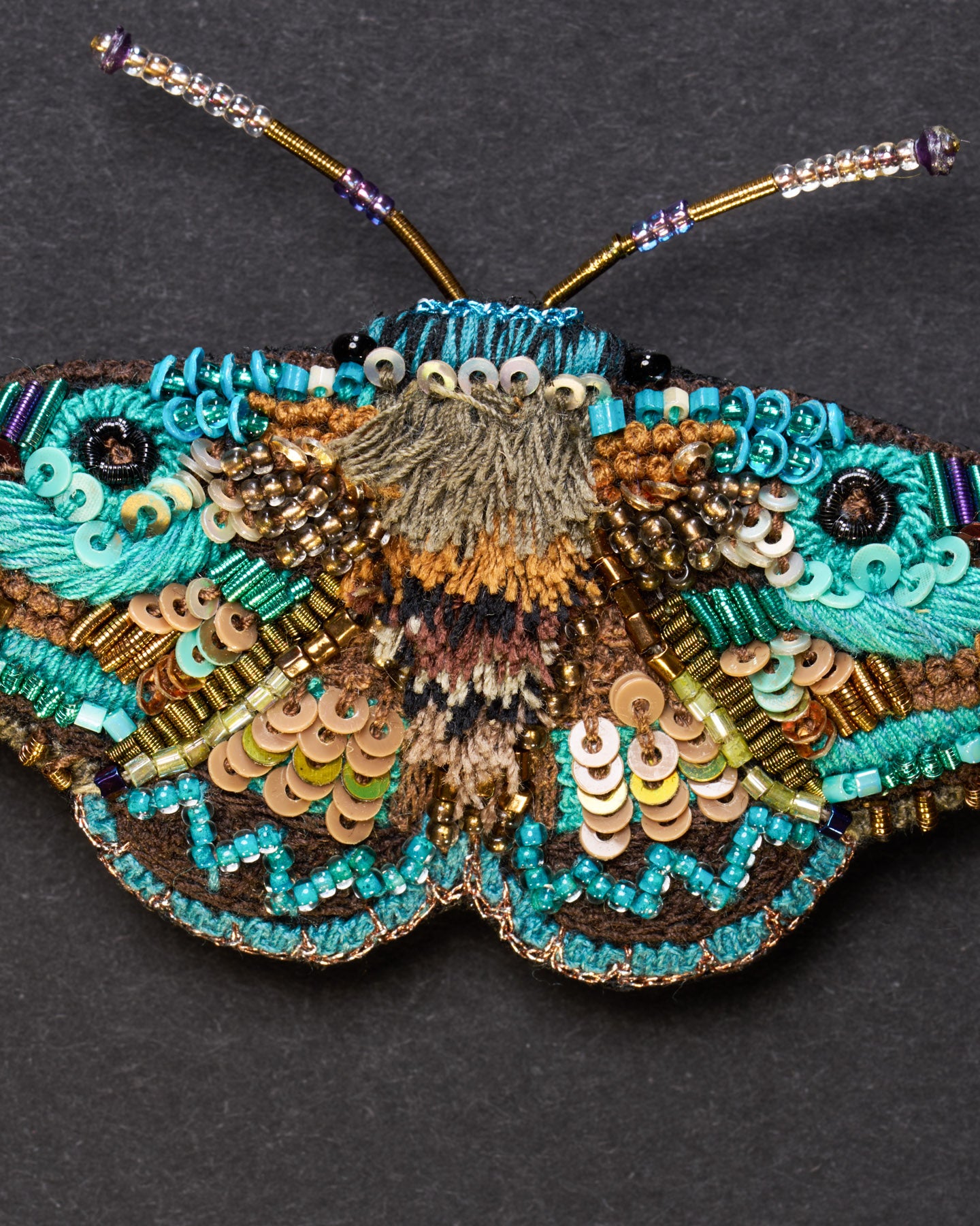 Lanipes Moth Beaded Brooch Pin