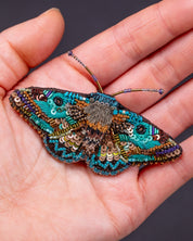 Lanipes Moth Beaded Brooch Pin