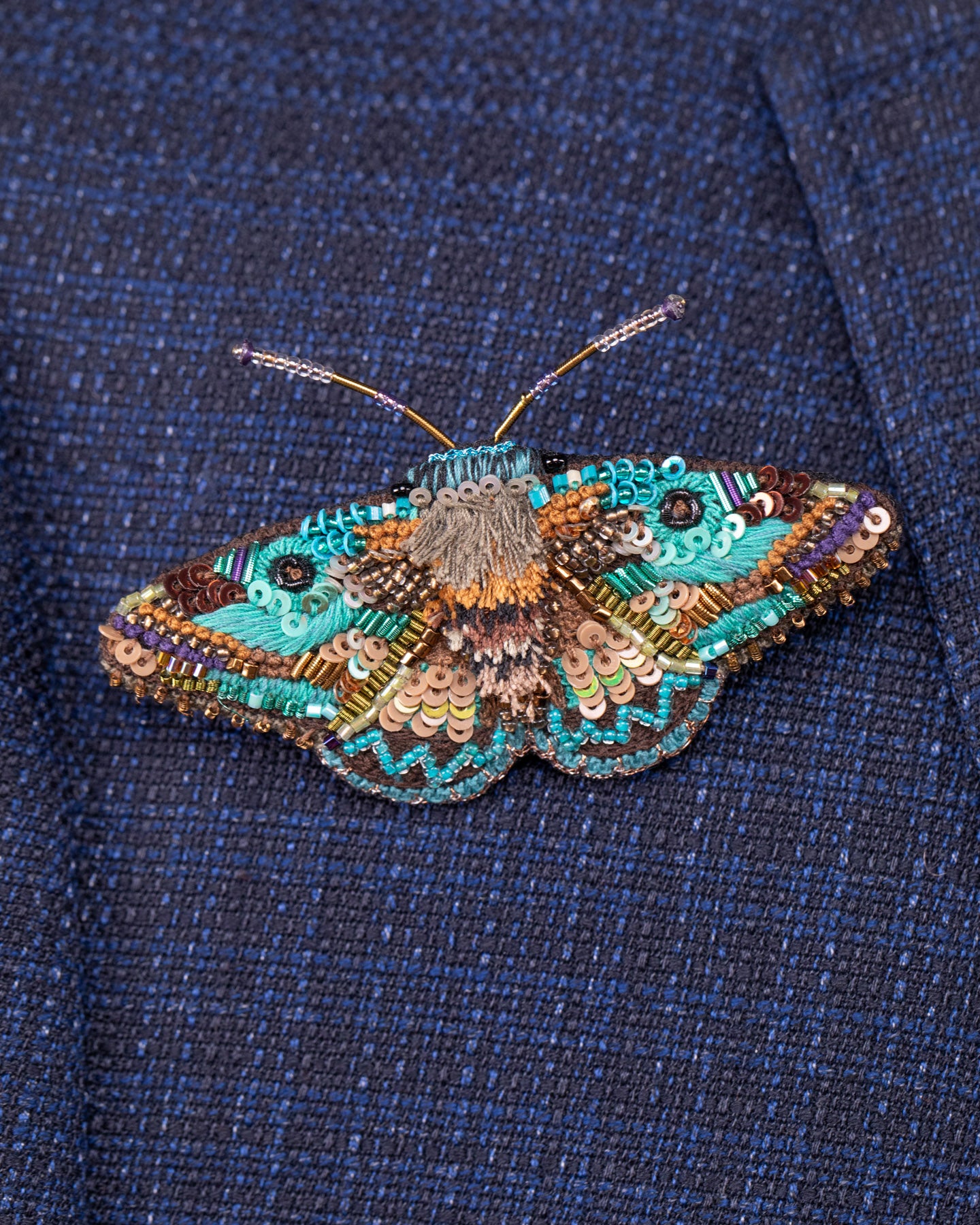 Lanipes Moth Beaded Brooch Pin