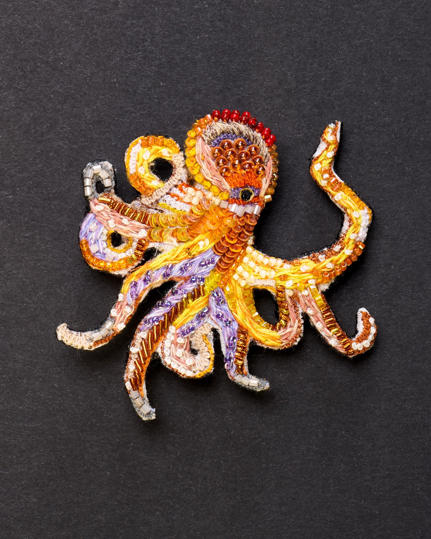 Giant Pacific Octopus Beaded Brooch Pin