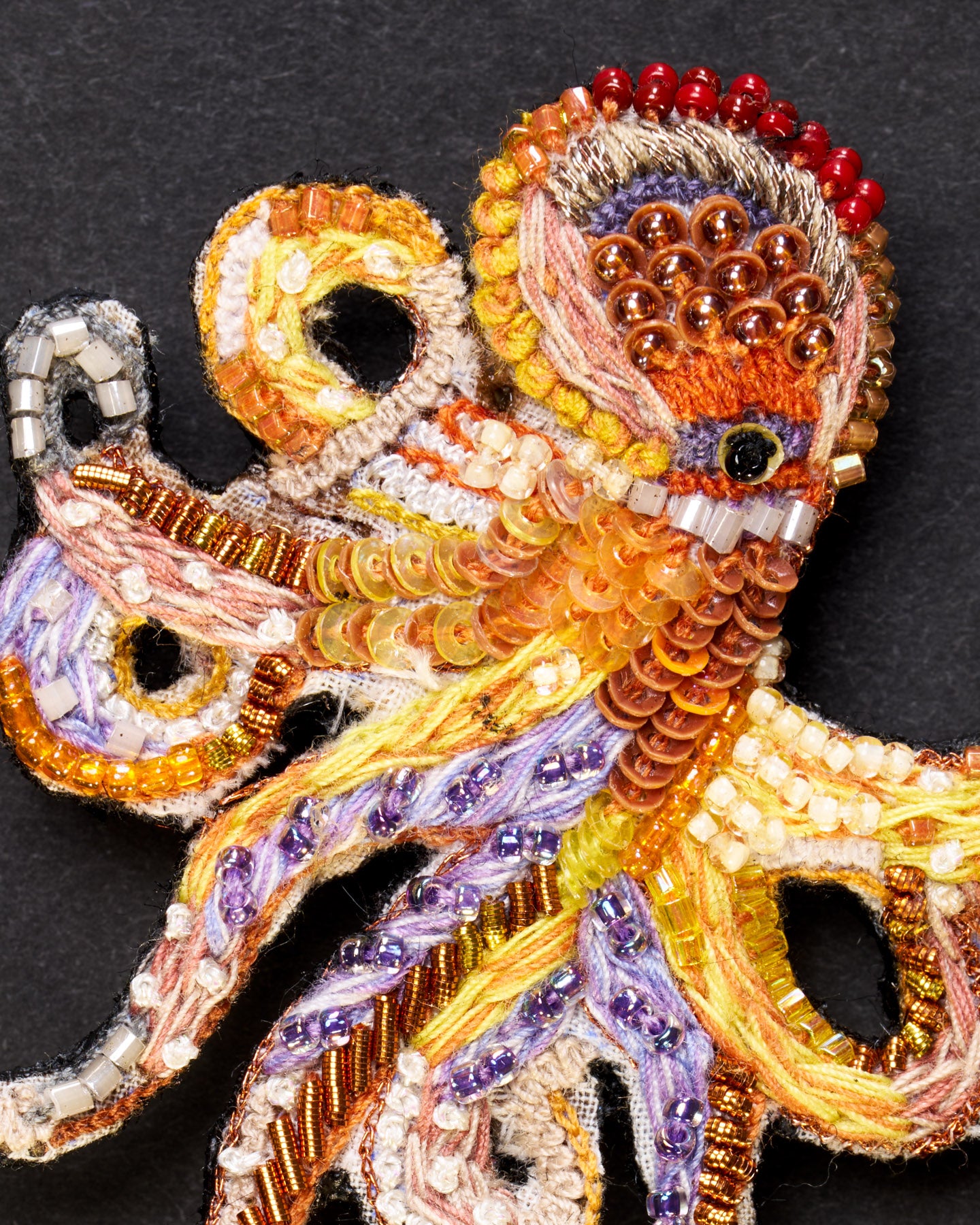Giant Pacific Octopus Beaded Brooch Pin