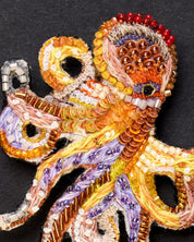 Giant Pacific Octopus Beaded Brooch Pin
