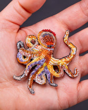 Giant Pacific Octopus Beaded Brooch Pin