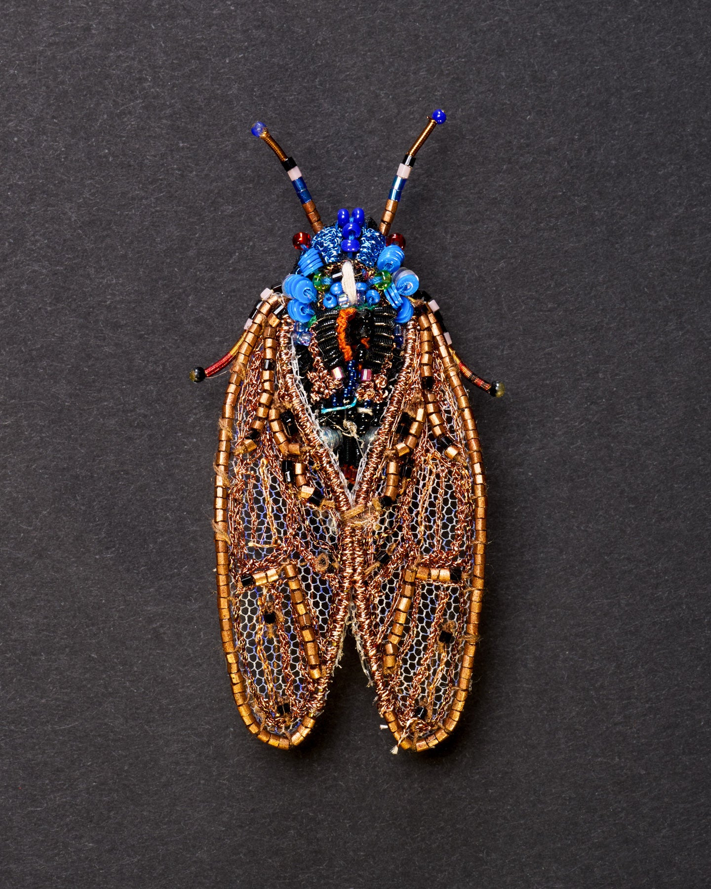 Pharaoh Cicada Beaded Brooch Pin