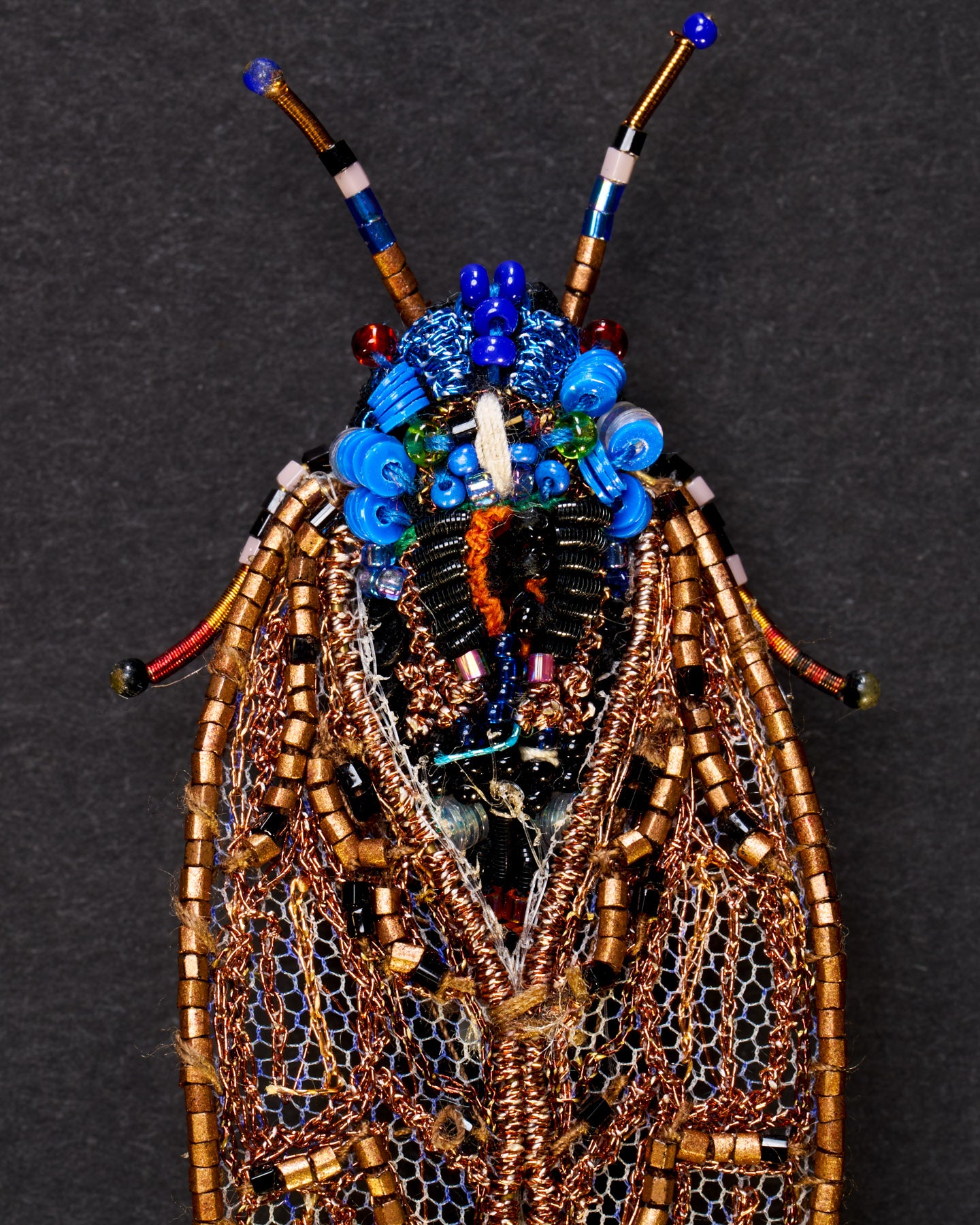 Pharaoh Cicada Beaded Brooch Pin