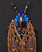 Pharaoh Cicada Beaded Brooch Pin