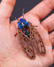 Pharaoh Cicada Beaded Brooch Pin