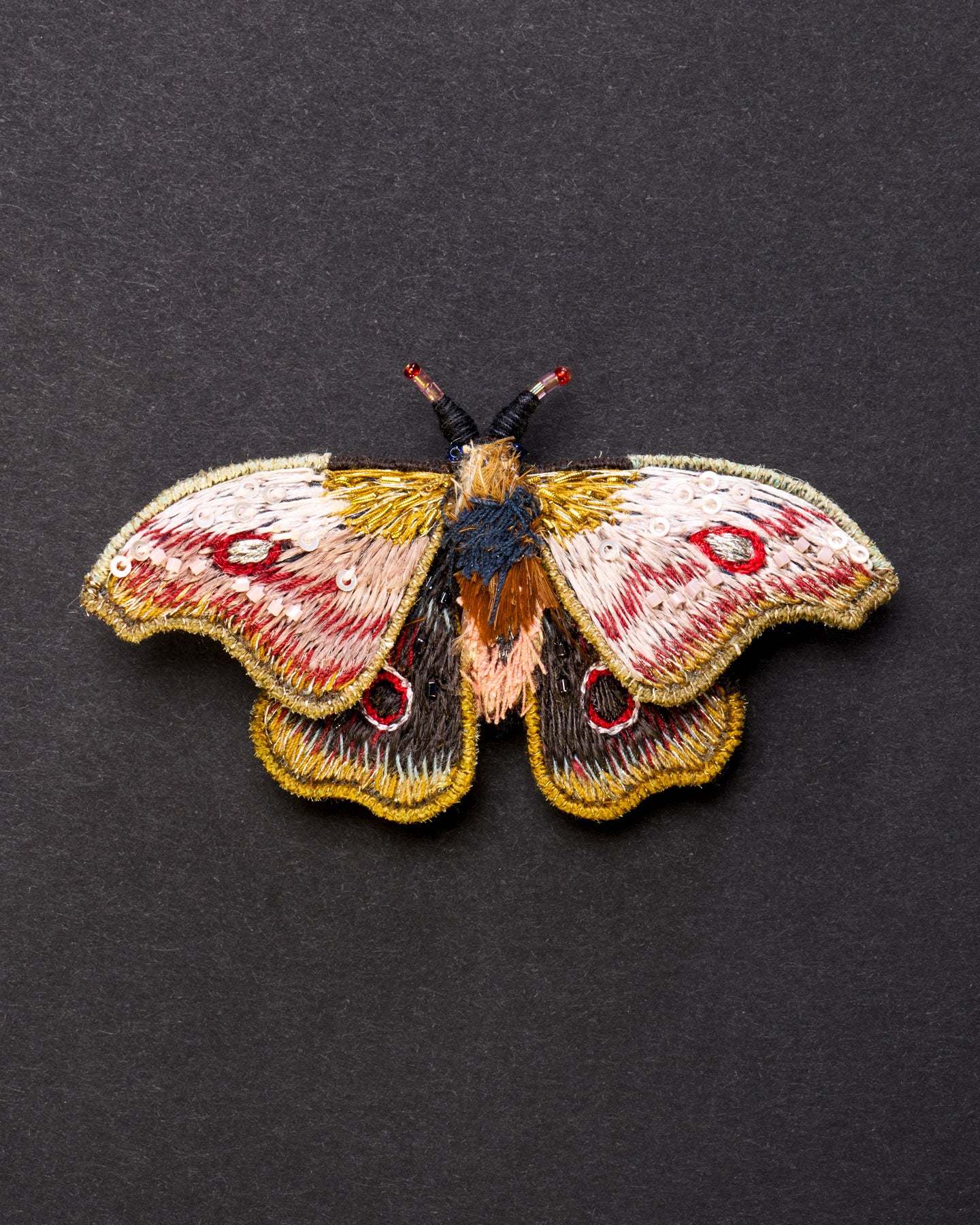 Mopane Emperor Moth Beaded Brooch Pin