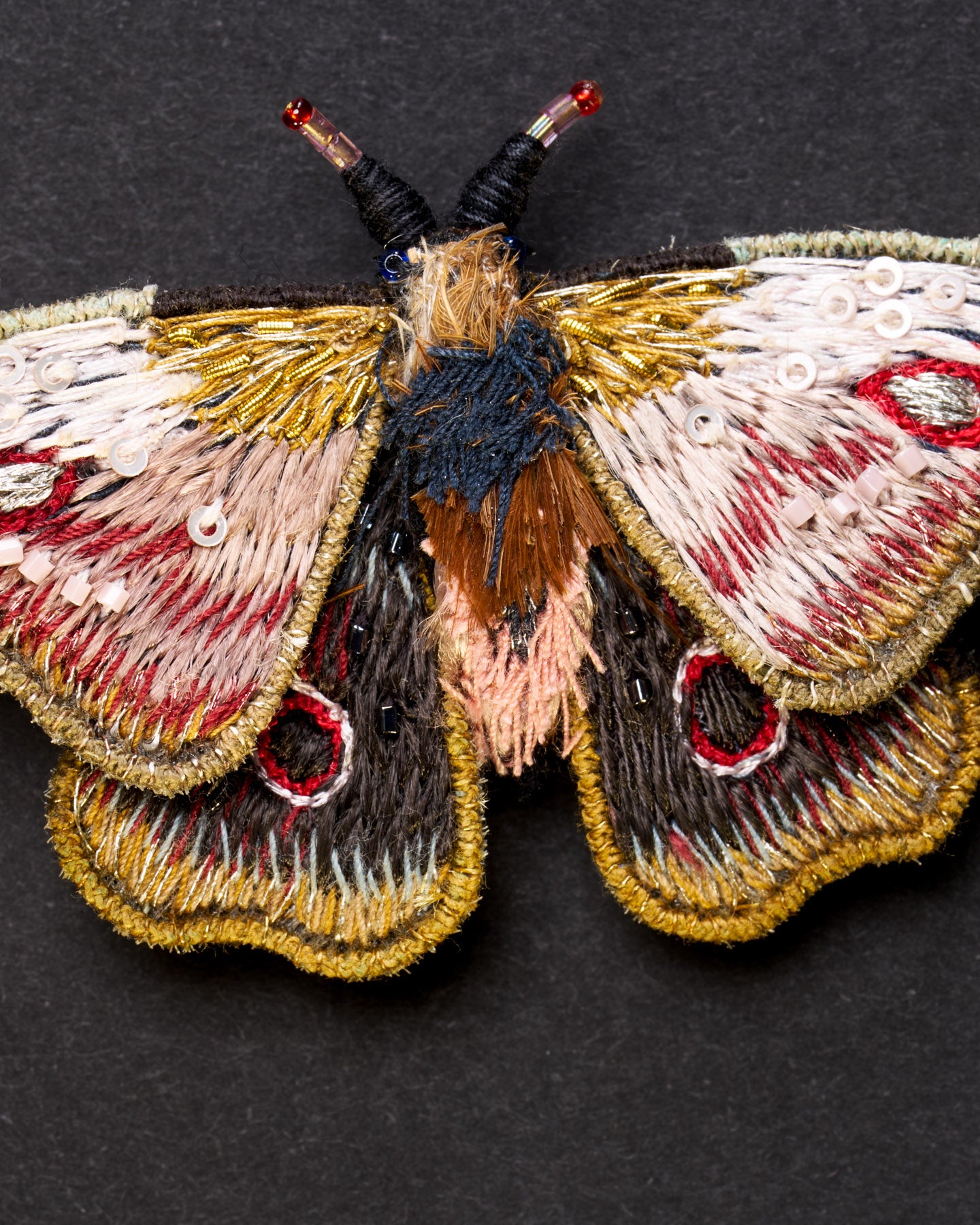 Mopane Emperor Moth Beaded Brooch Pin