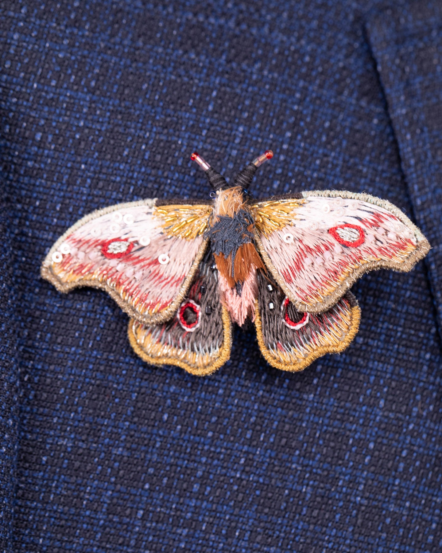 Mopane Emperor Moth Beaded Brooch Pin
