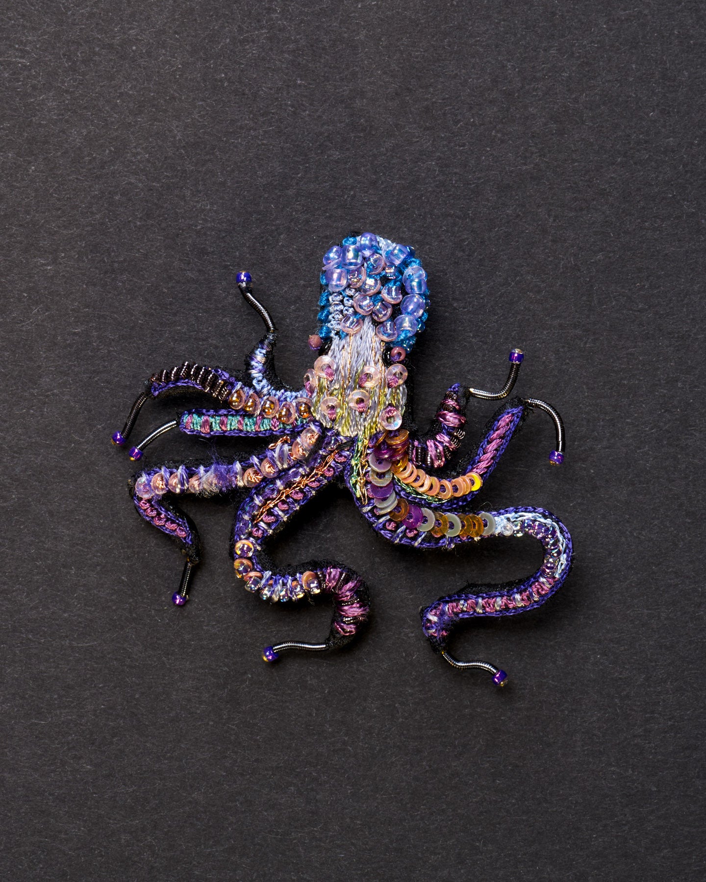 Common Octopus Beaded Brooch Pin