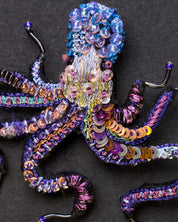 Common Octopus Beaded Brooch Pin