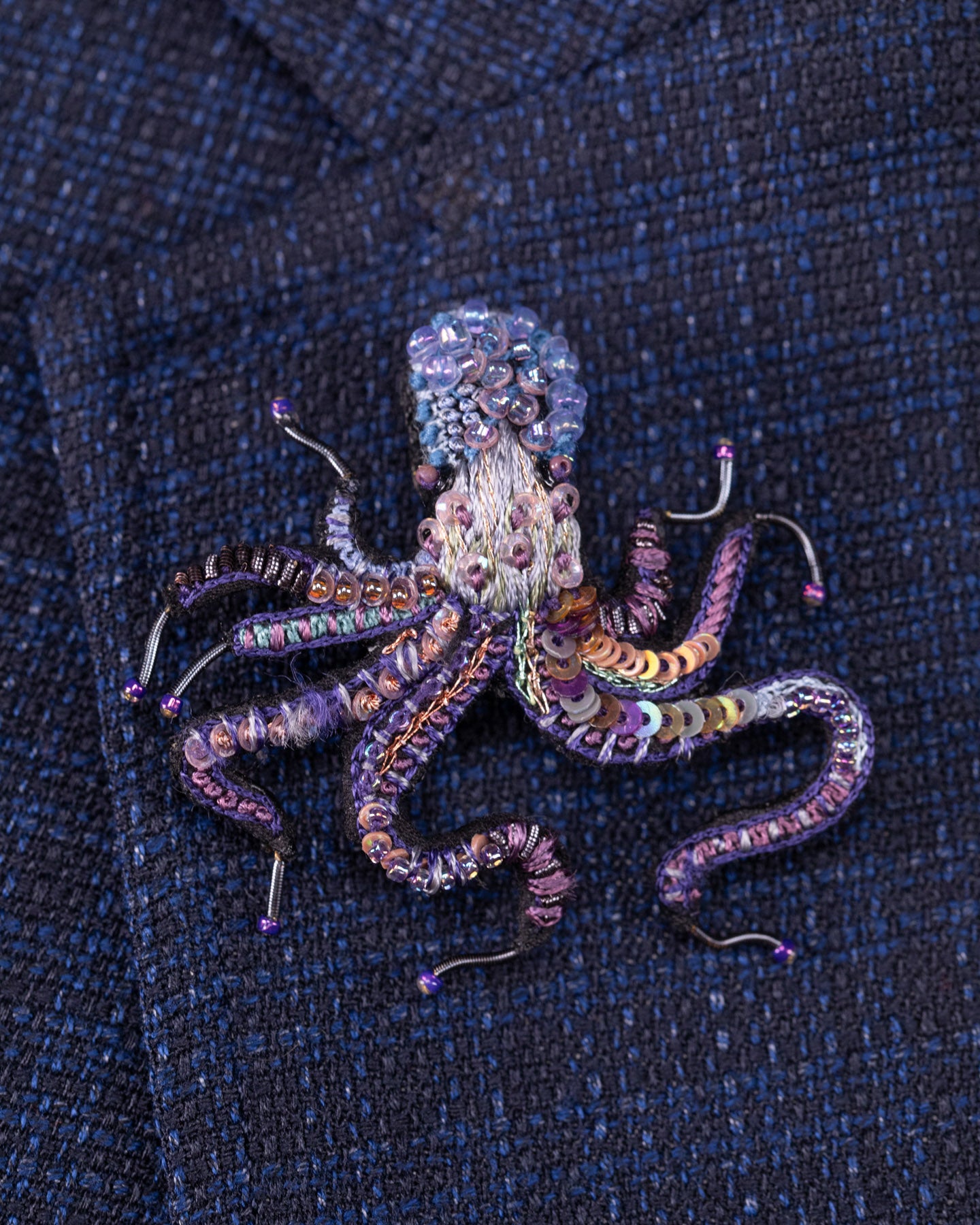 Common Octopus Beaded Brooch Pin