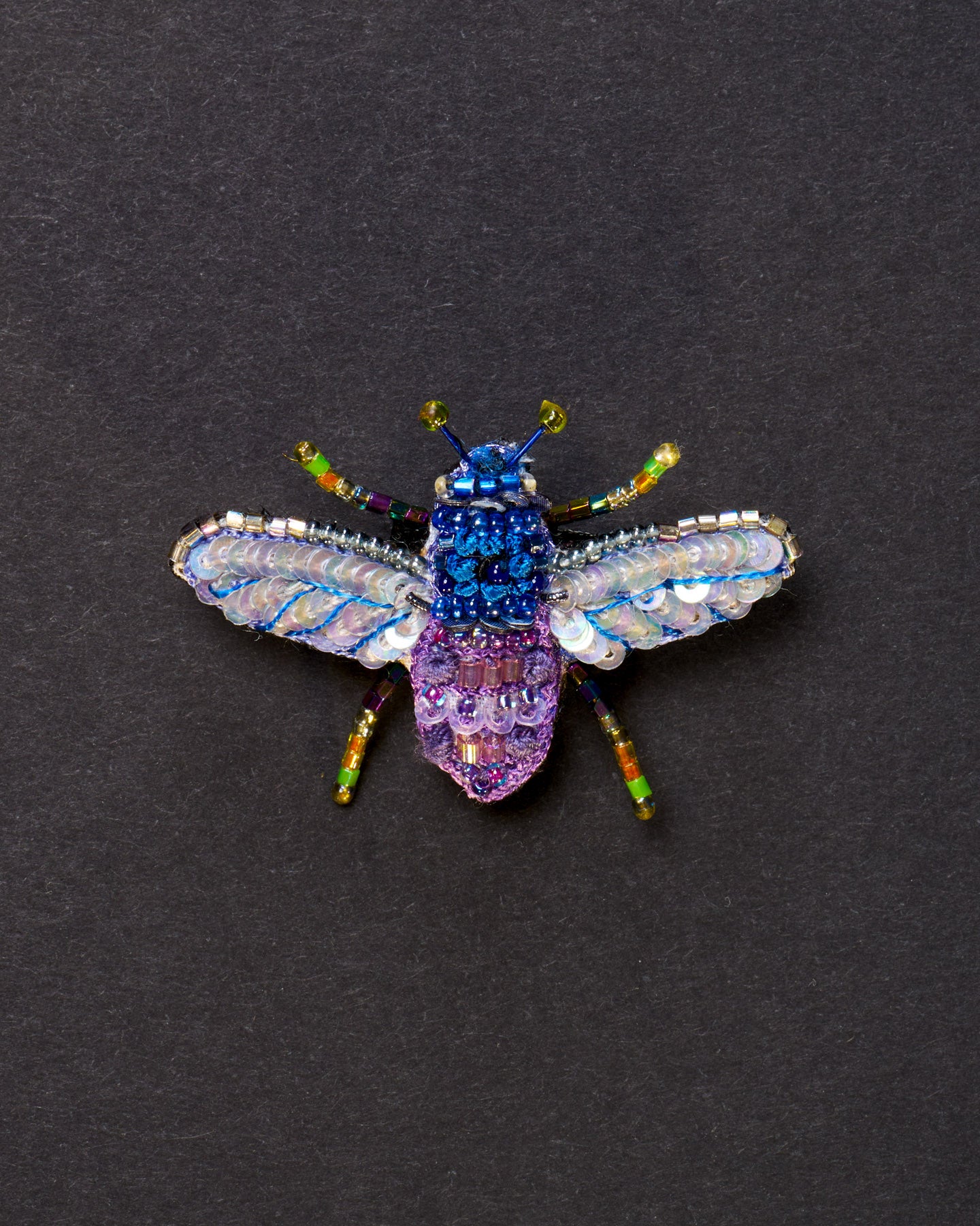 Violet Carpenter Bee Beaded Brooch Pin - Trovelore