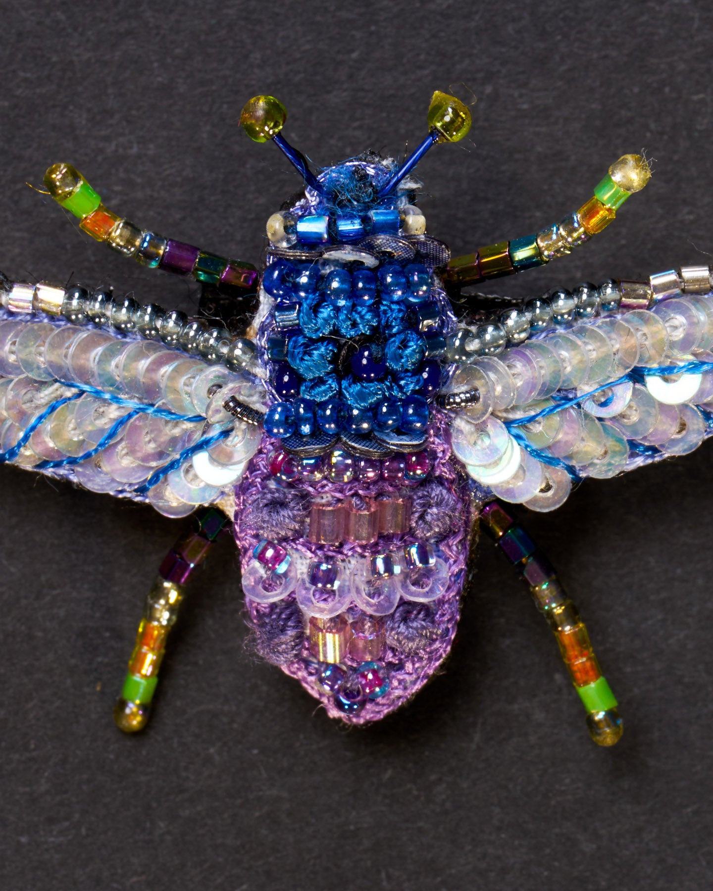 Violet Carpenter Bee Beaded Brooch Pin - Trovelore