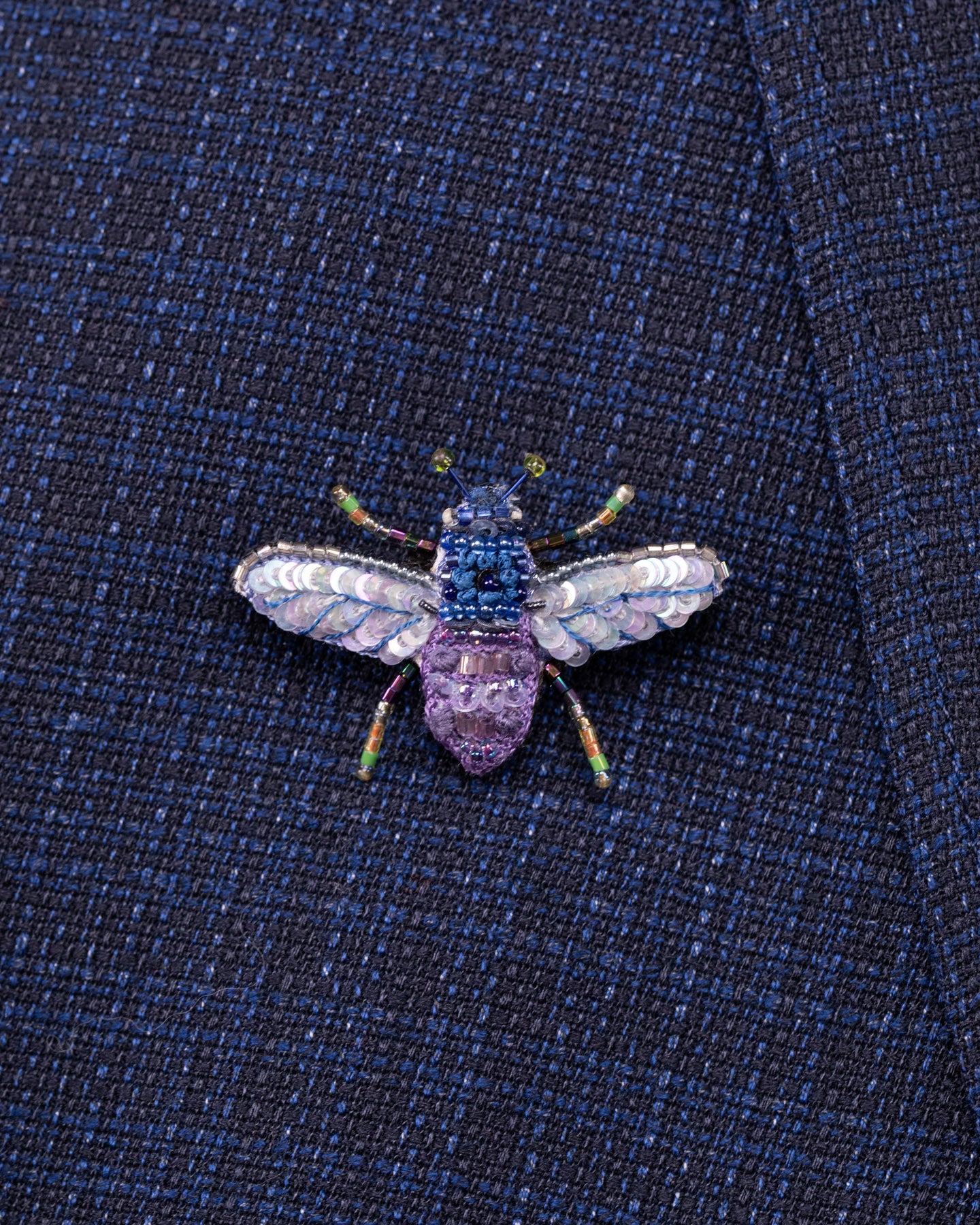 Violet Carpenter Bee Beaded Brooch Pin - Trovelore