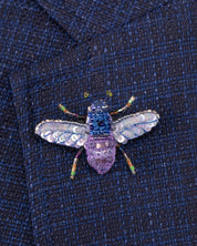 Violet Carpenter Bee Beaded Brooch Pin - Trovelore