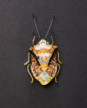 European Shield Bug Beaded Brooch Pin