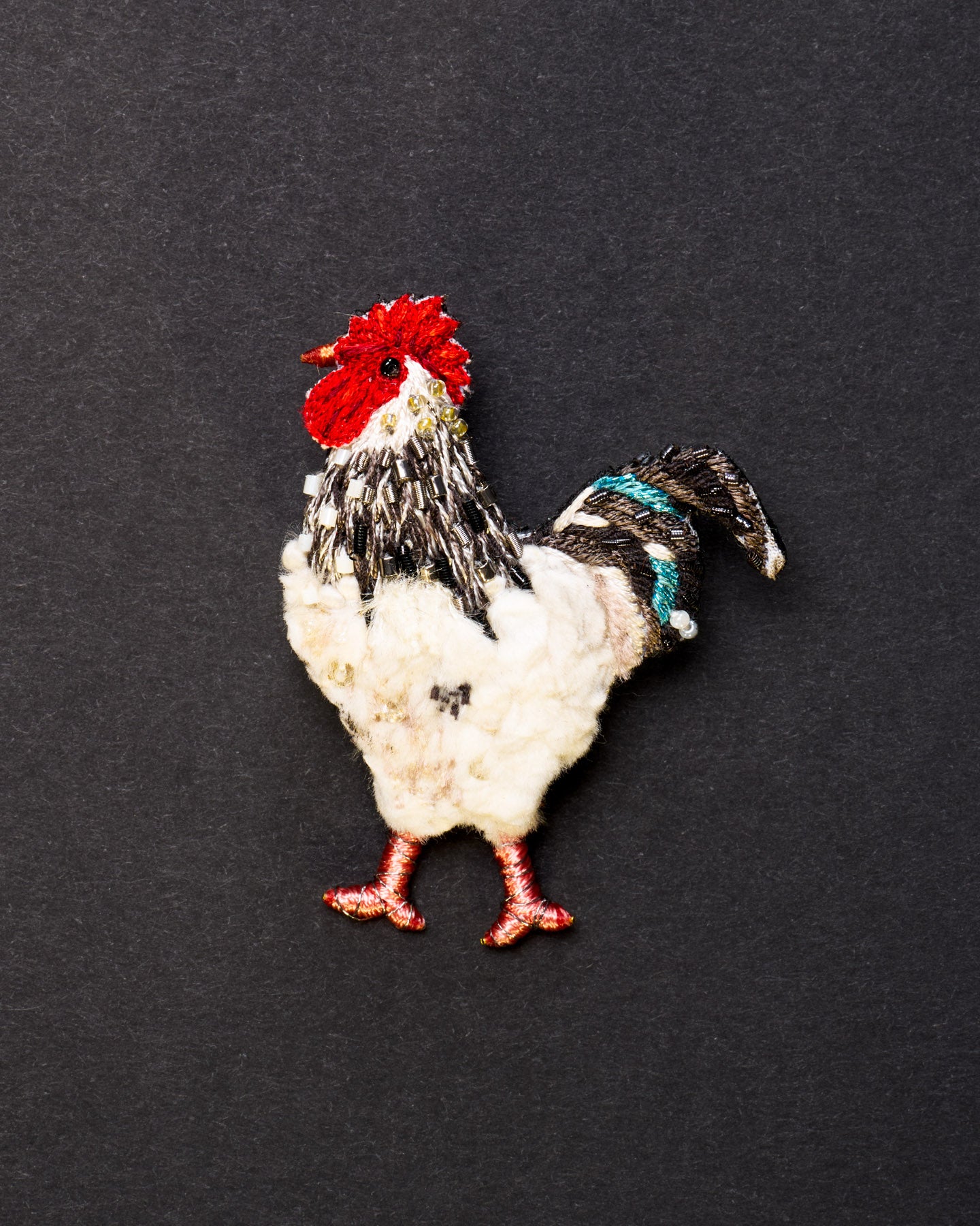 Sussex Chicken Beaded Brooch Pin - Trovelore