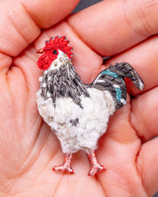 Sussex Chicken Beaded Brooch Pin - Trovelore