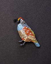 Valley Quail Beaded Brooch Pin - Trovelore