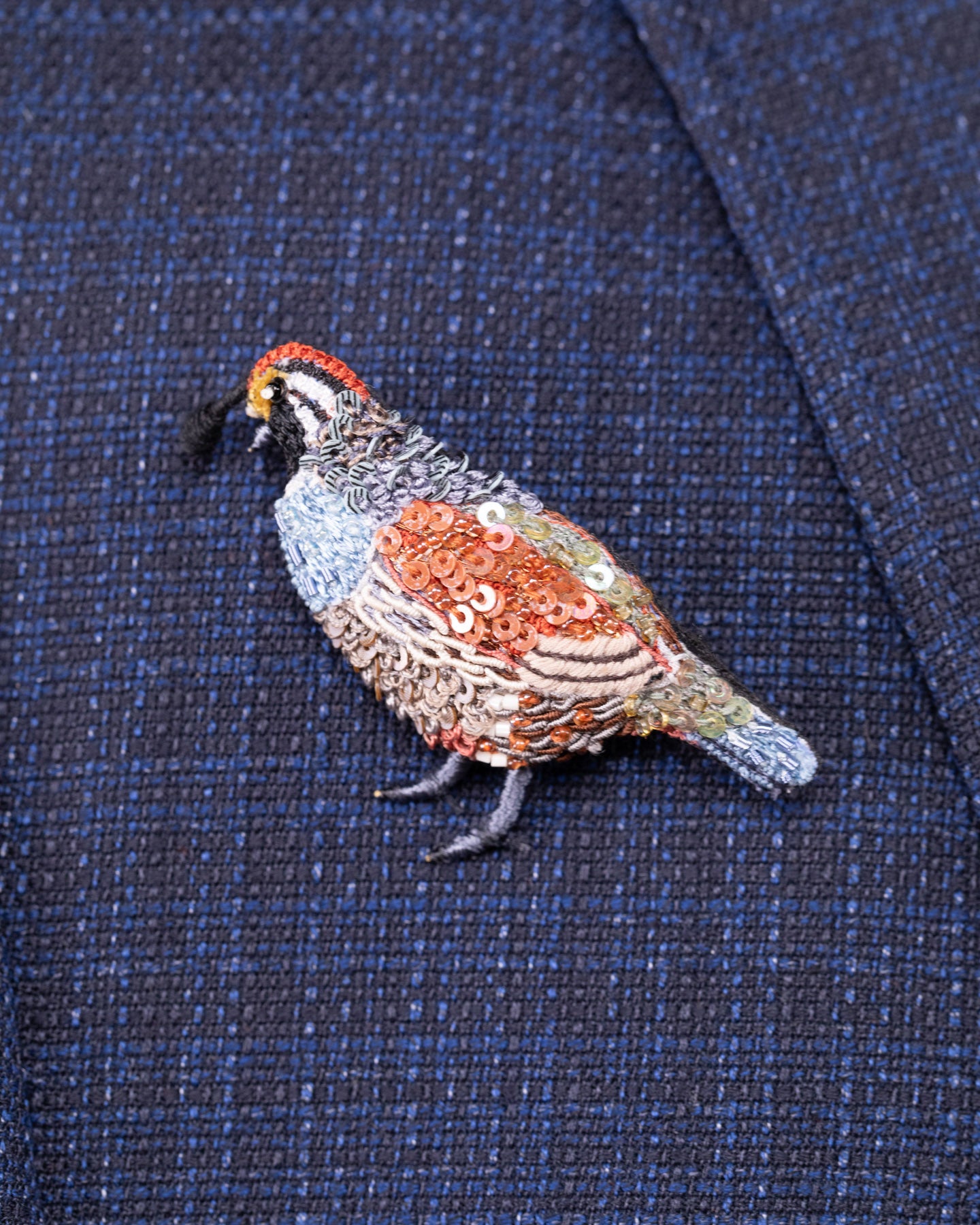 Valley Quail Beaded Brooch Pin - Trovelore