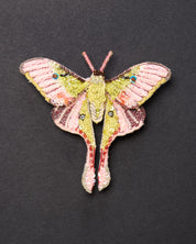Luna Moth Beaded Brooch Pin
