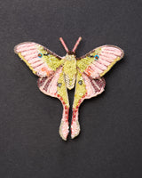 Luna Moth Beaded Brooch Pin - Trovelore