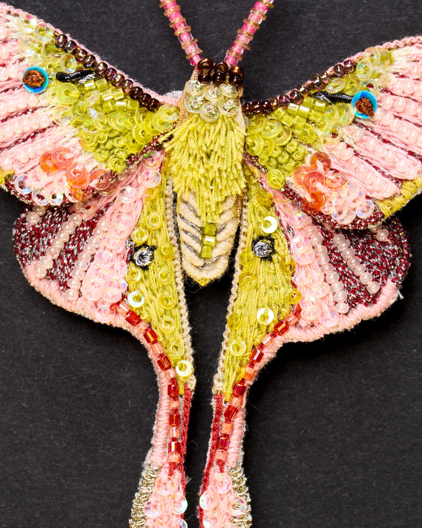 Luna Moth Beaded Brooch Pin