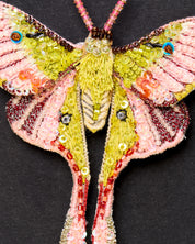 Luna Moth Beaded Brooch Pin