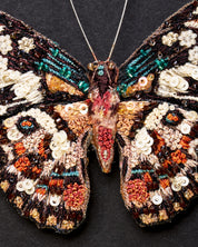 Chequered Swallowtail Butterfly Beaded Brooch Pin