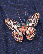 Chequered Swallowtail Butterfly Beaded Brooch Pin