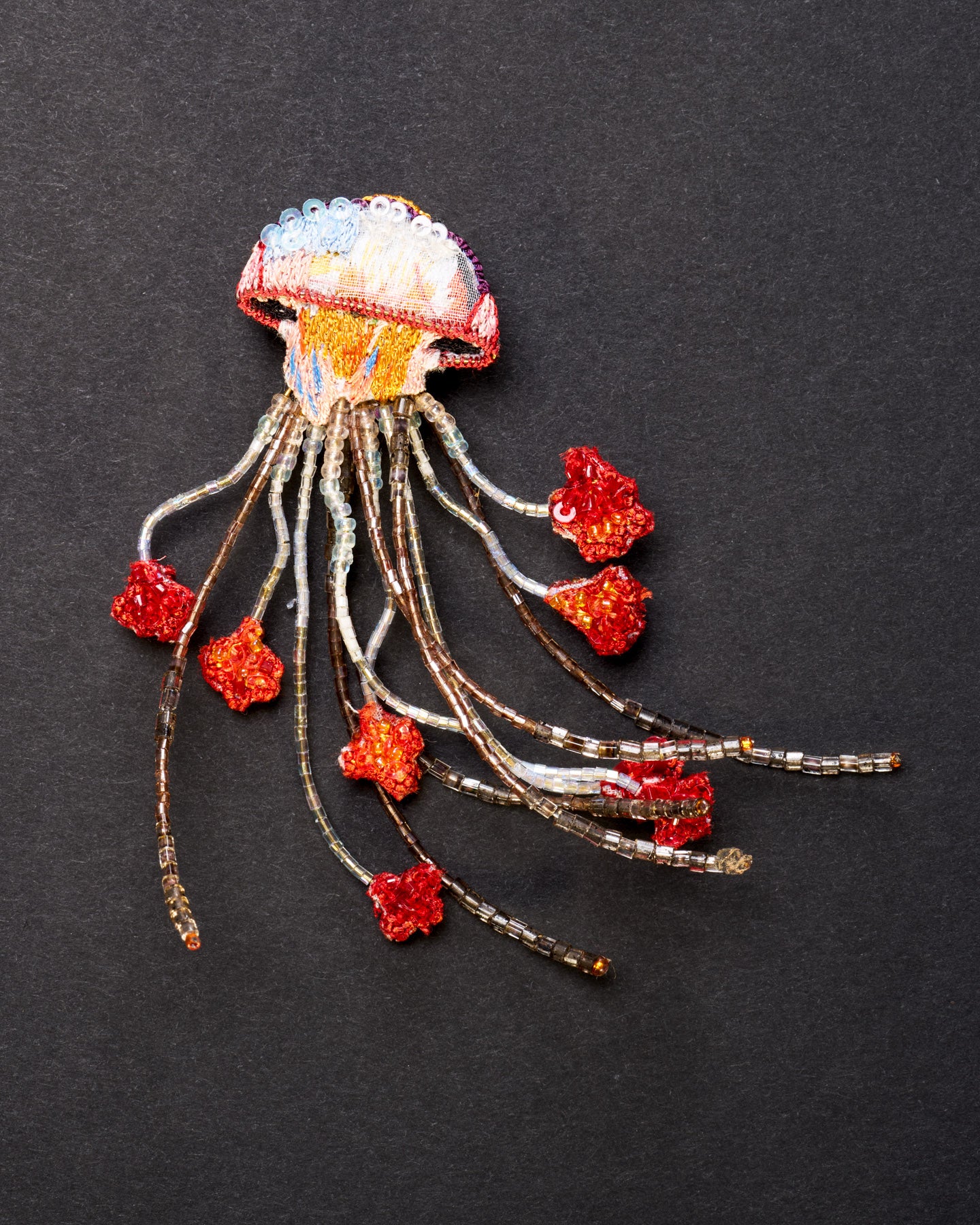 Sea Nettle Jellyfish Beaded Brooch Pin