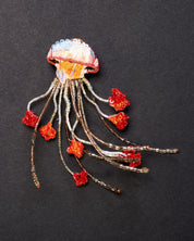 Sea Nettle Jellyfish Beaded Brooch Pin